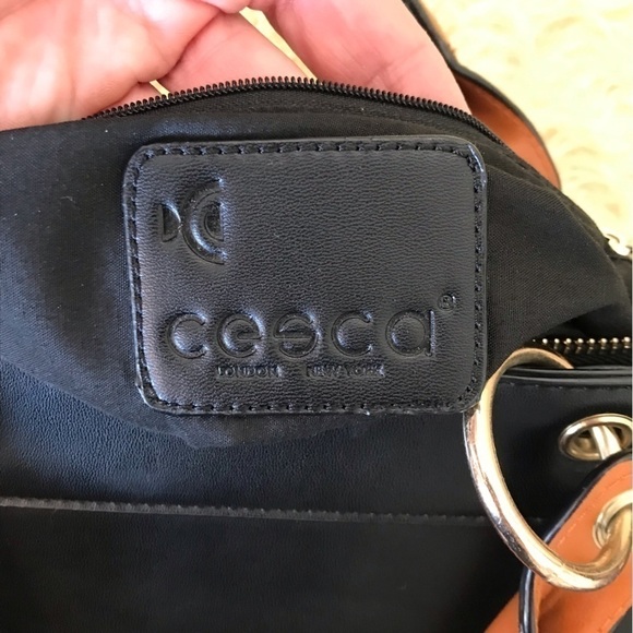 CESCA handbag purse.  Black with brown handles. - Picture 7 of 7